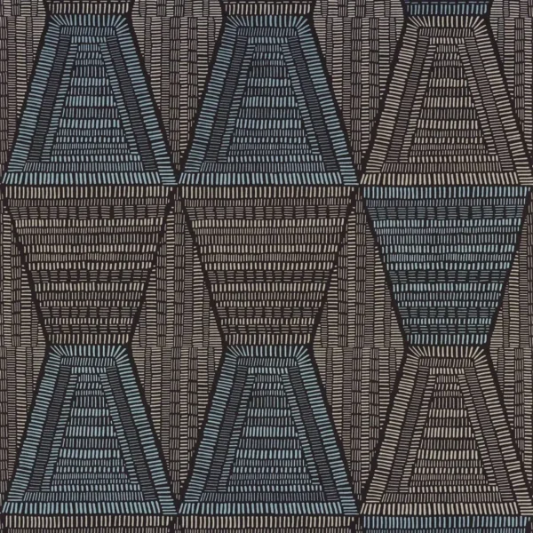 Daia Wallpaper - Noir / Givre by black-grey geometric wallpaper from casamance