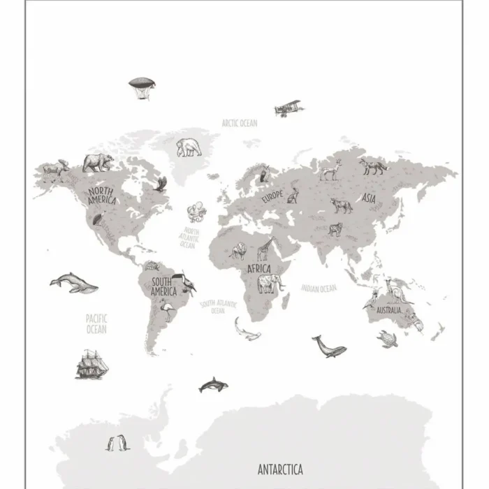 World Map Wallpanel - Noir / Blanc swatch
