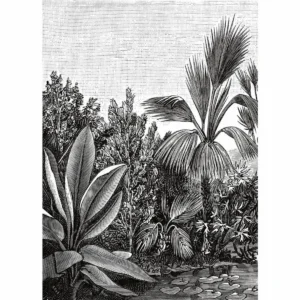 black-grey botanical wallpaper from caselio