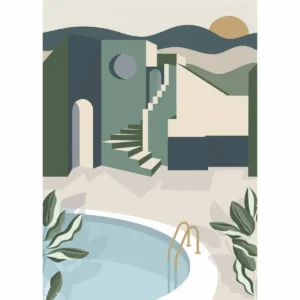 green geometric wallpaper from caselio