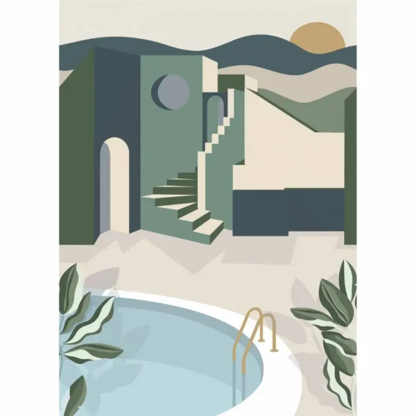 green geometric wallpaper from caselio