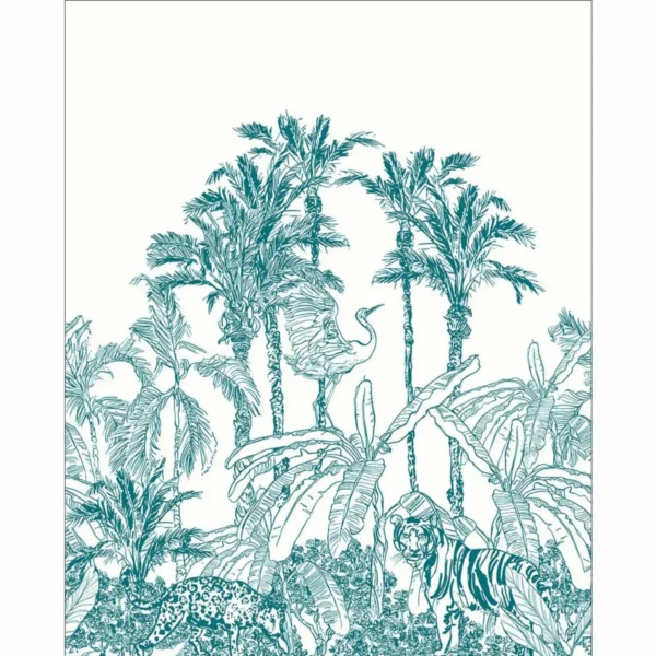 La Jungle Enchantee Wallpanel - Bleu by blue animal wallpaper from caselio