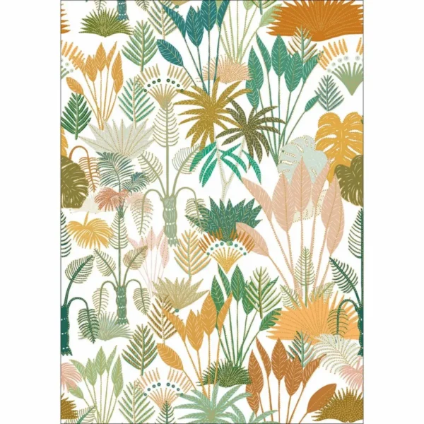Manille Wallpanel - Vert Jaune Fond Blanc by green botanical wallpaper from caselio