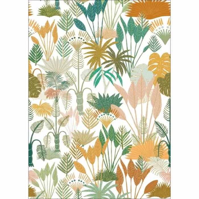 Manille Wallpanel - Vert Jaune Fond Blanc swatch