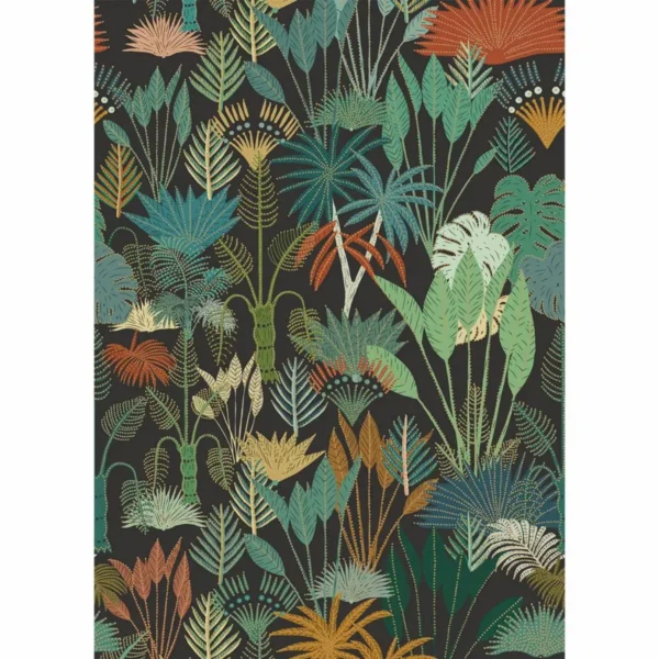 black-grey botanical wallpaper from caselio