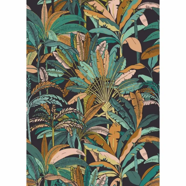 Crazy Forest Wallpanel - Vert Ocre by black-grey botanical wallpaper from caselio