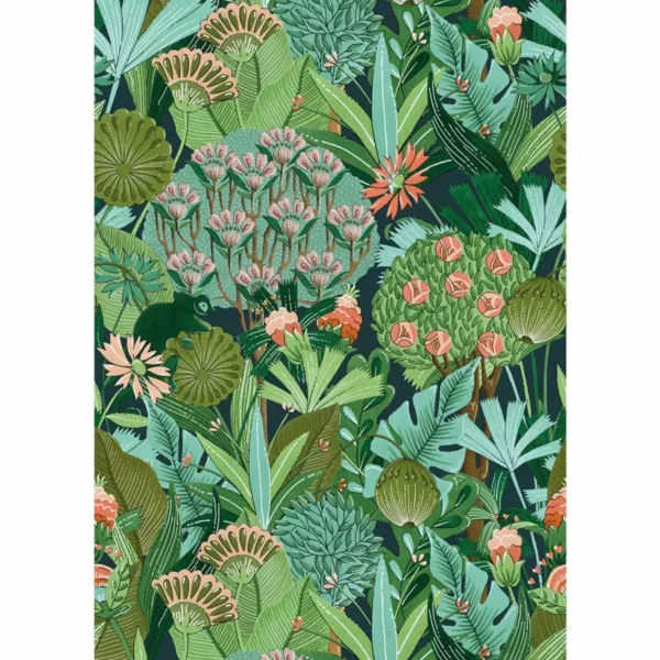 Jardin Onirique Wallpanel - Vert by green botanical wallpaper from caselio