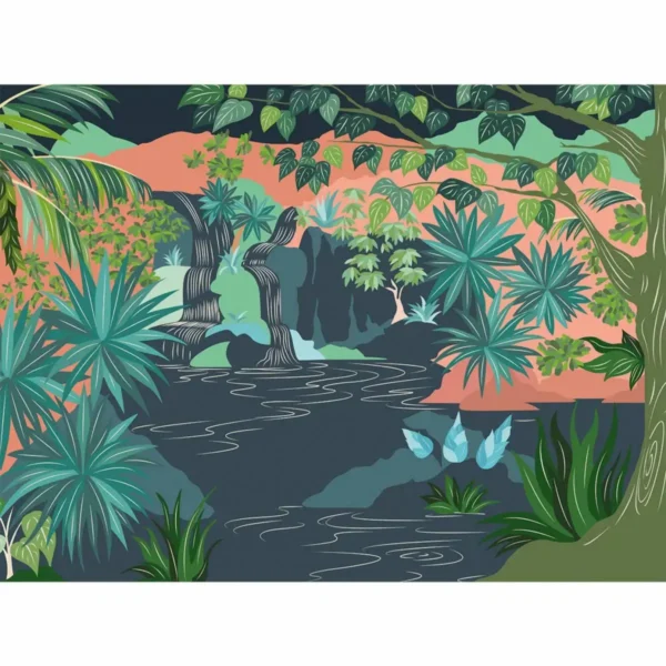 Tropical Falls Wallpanel - Vert Corail by blue botanical wallpaper from caselio