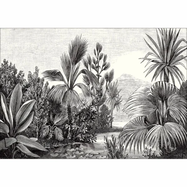 Balade Sauvage Wallpanel - Noir Et Blanc by black-grey botanical wallpaper from caselio