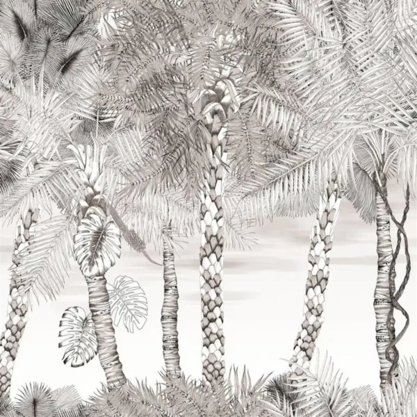 Croisette Wallpaper - Nacre by black-grey botanical wallpaper from christian lacroix