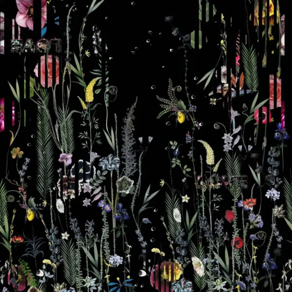 Babylonia Nights Panoramic Wallpaper - Crepuscule by black-grey botanical wallpaper from christian lacroix