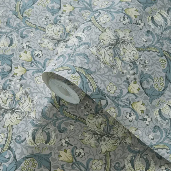 Golden Lily Wallpaper - Slate / Dove from