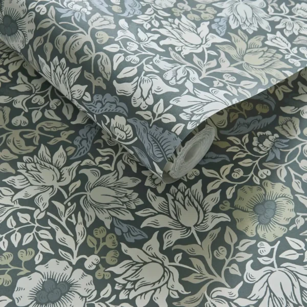 Mallow Wallpaper - Slate / Dove by Mallow Wallpaper - Slate / Dove from