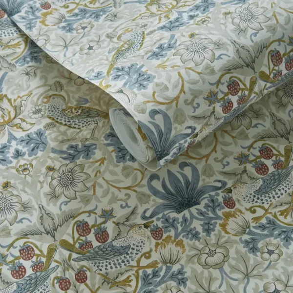 Strawberry Thief Wallpaper - Linen / Plum by Strawberry Thief Wallpaper - Linen / Plum from