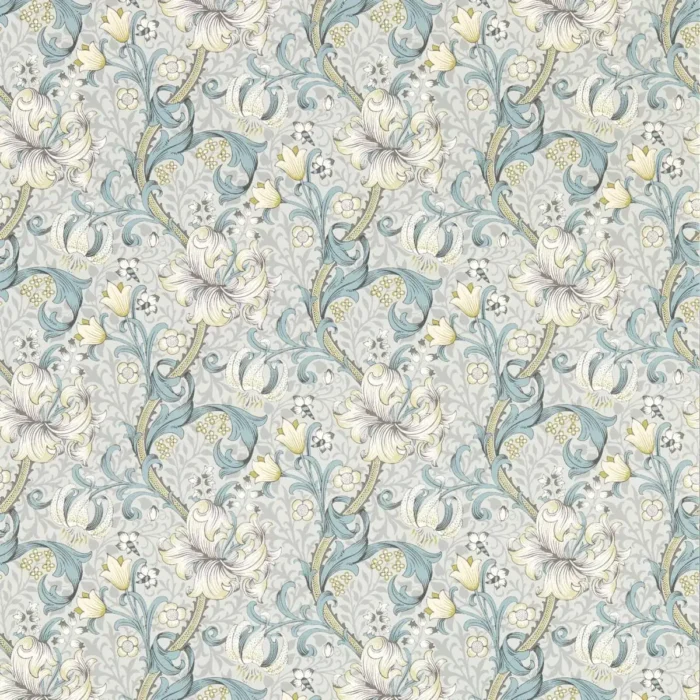 Golden Lily Wallpaper - Slate / Dove swatch