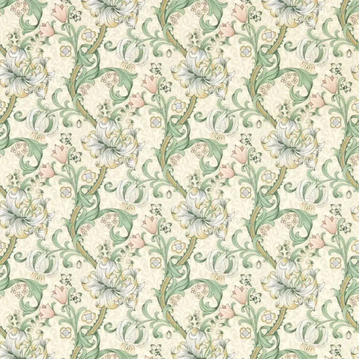 Golden Lily Wallpaper - Linen / Blush swatch