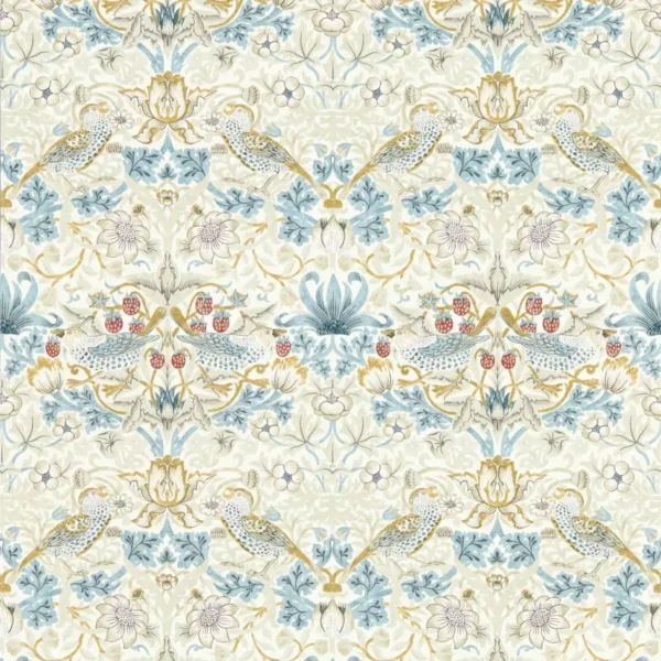 Strawberry Thief Wallpaper - Linen / Plum by white animal wallpaper from clarke & clarke