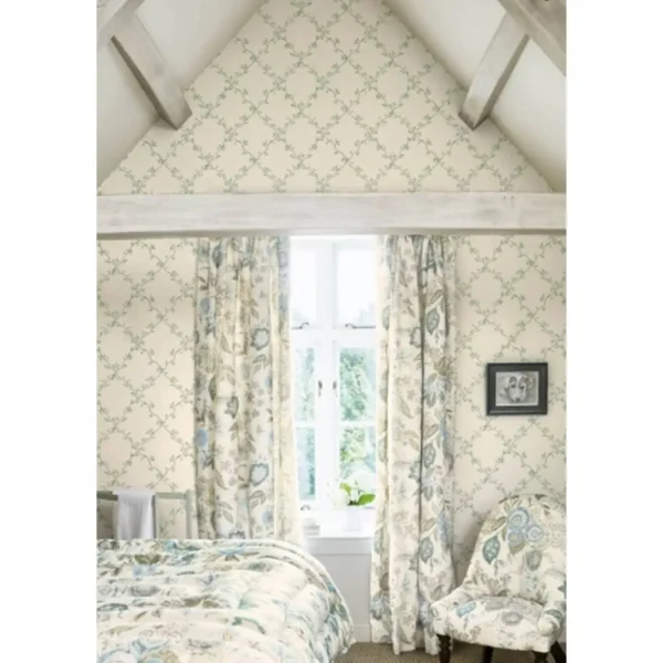 Leaf Trellis Wallpaper - Ivory / Green by Leaf Trellis Wallpaper - Ivory / Green from