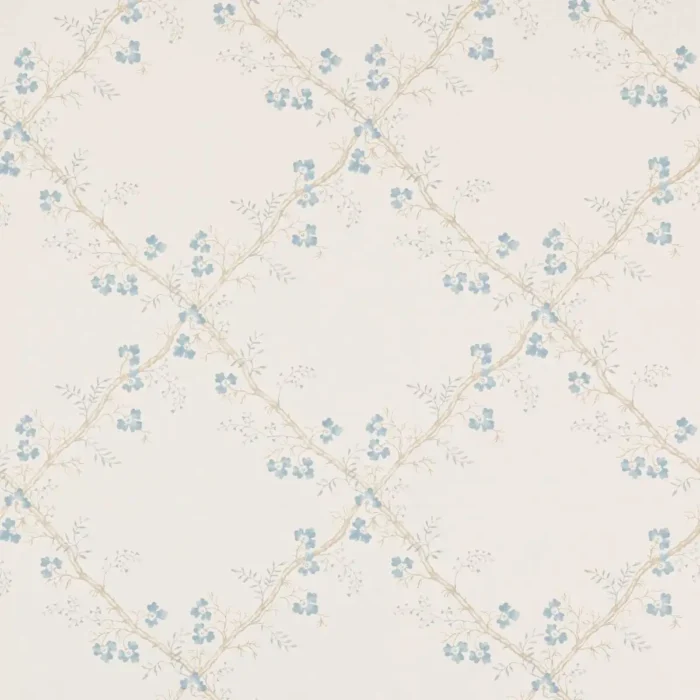 Trefoil Trellis Wallpaper - Blue fabric swatch W7008-04