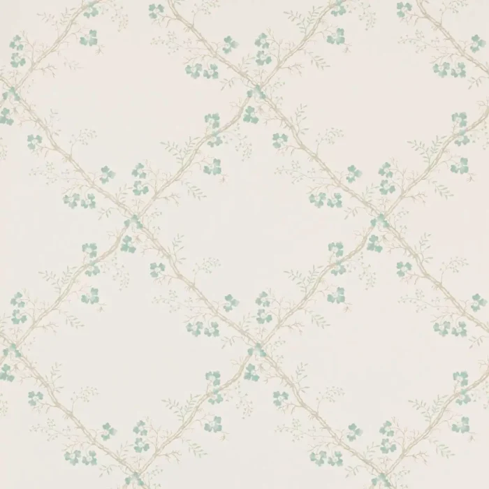 Trefoil Trellis Wallpaper - Aqua fabric swatch W7008-03
