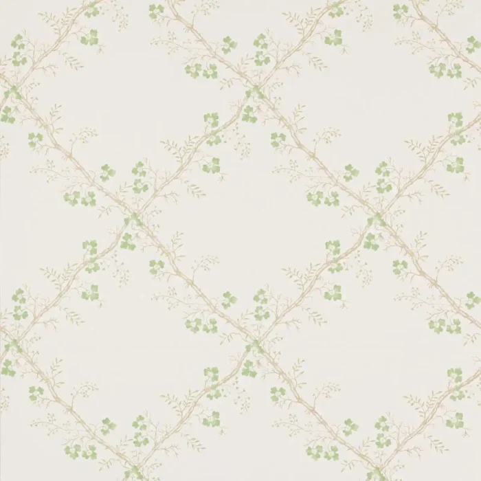 Trefoil Trellis Wallpaper - Leaf fabric swatch W7008-02