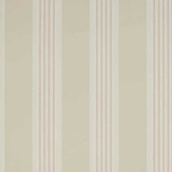 Tealby Stripe Wallpaper - Cream Pink by brown striped wallpaper from colefax & fowler
