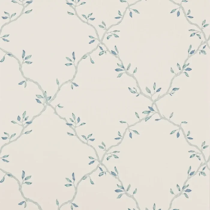 Leaf Trellis Wallpaper - Old Blue fabric swatch 07706-05