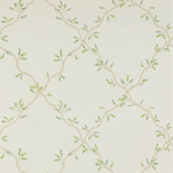 Leaf Trellis Wallpaper - Ivory / Green by green botanical wallpaper from colefax & fowler