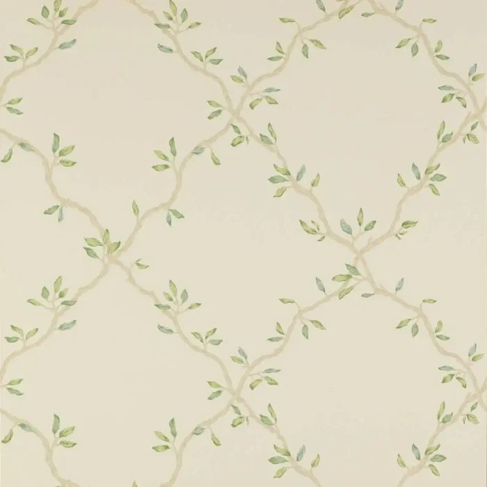 Leaf Trellis Wallpaper - Pale Green fabric swatch 07706-02
