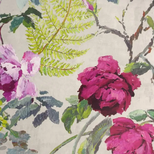 Tulipani Wallpaper - Linen by neutral botanical wallpaper from designers guild