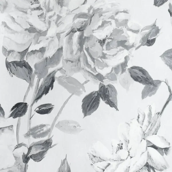 Couture Rose Wallpaper - Noir by black-grey botanical wallpaper from designers guild