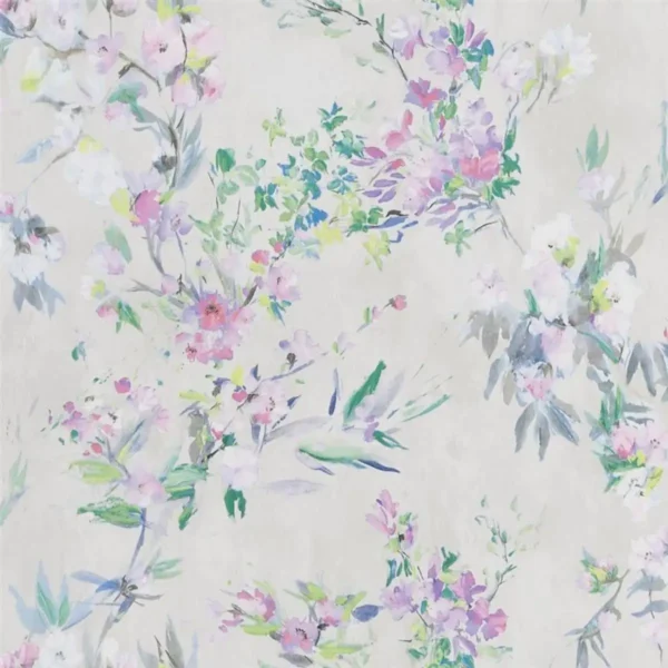 Faience Wallpaper - Linen by multicolour botanical wallpaper from designers guild