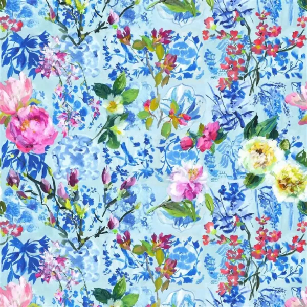 blue botanical wallpaper from designers guild