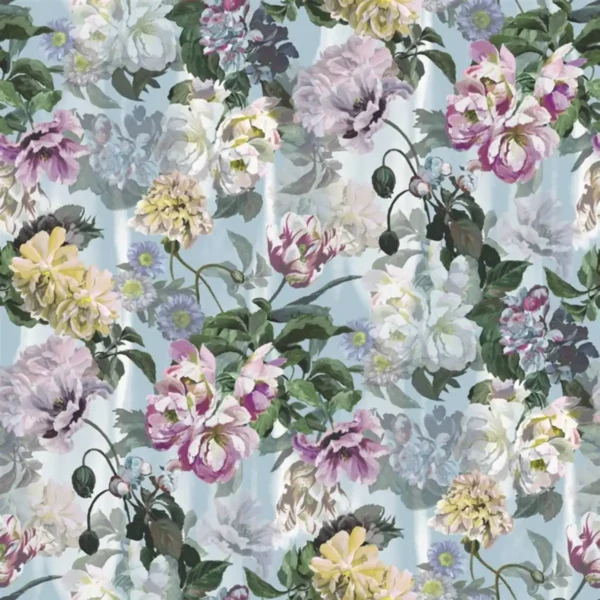 Delft Flower Grande Wallpaper - Sky by multicolour botanical wallpaper from designers guild