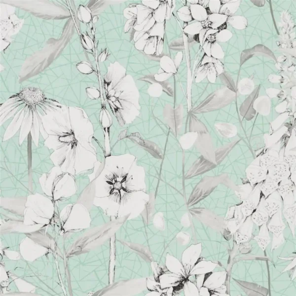 Emilie Wallpaper - Aqua by green botanical wallpaper from designers guild