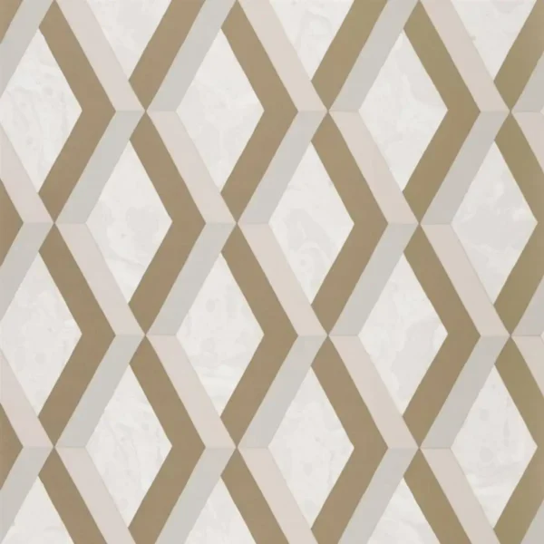 Jourdain Wallpaper - Linen by brown geometric wallpaper from designers guild