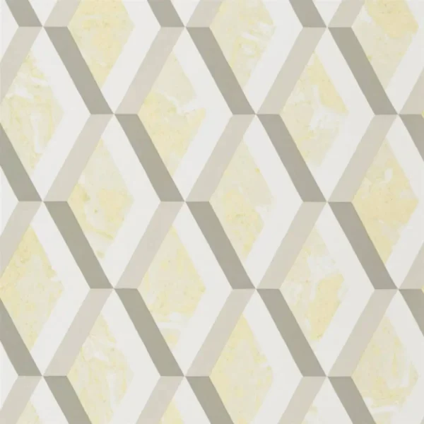 yellow geometric wallpaper from designers guild