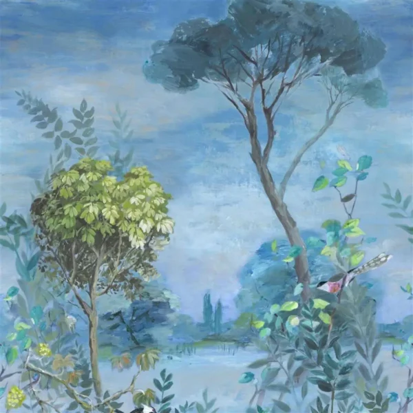 Giardino Segreto Scene 1 Wallpanel - Delft by blue botanical wallpaper from designers guild