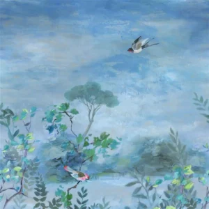 blue botanical wallpaper from designers guild