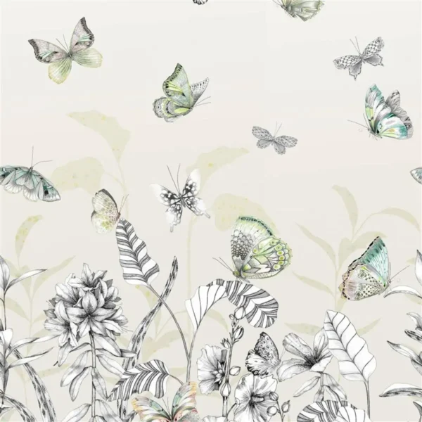 Papillons Wallpaper - Birch by multicolour animal wallpaper from designers guild