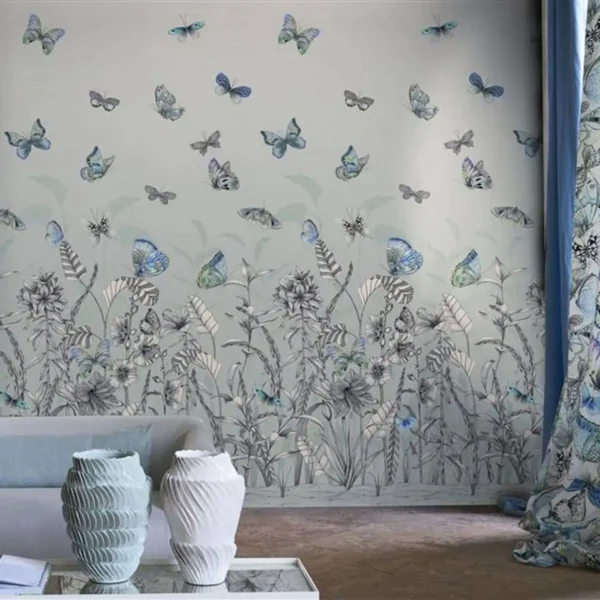 Papillons Wallpaper - Eau de Nil from