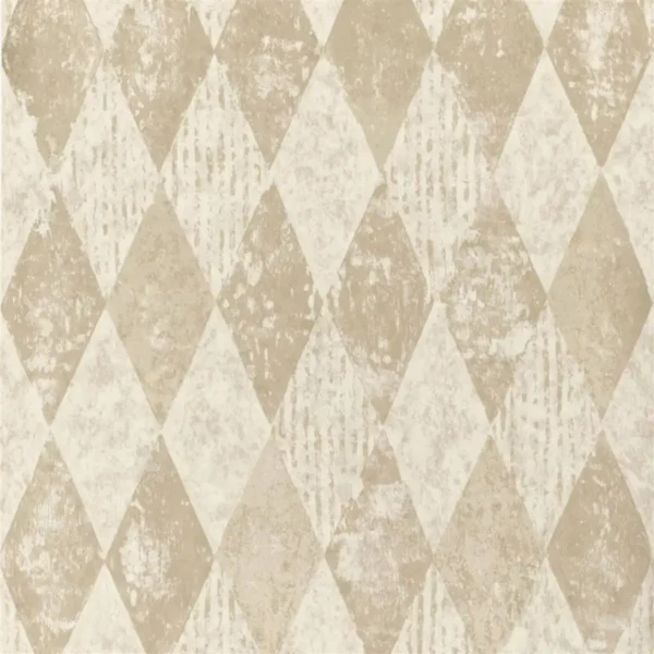 Arlecchino Wallpaper - Linen by brown geometric wallpaper from designers guild