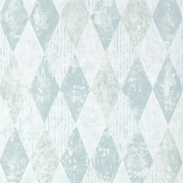 blue geometric wallpaper from designers guild