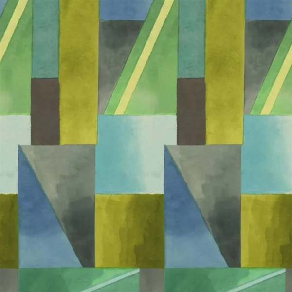 Alphonse Wallpaper - Azure by multicolour geometric wallpaper from designers guild