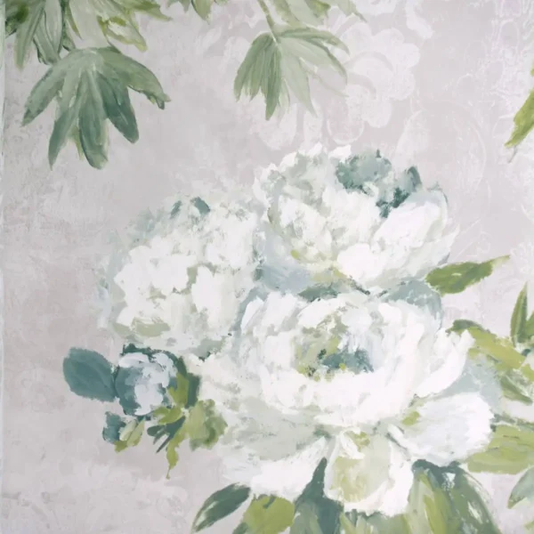 Floreale Wide Wallpaper - Steel by black-grey botanical wallpaper from designers guild