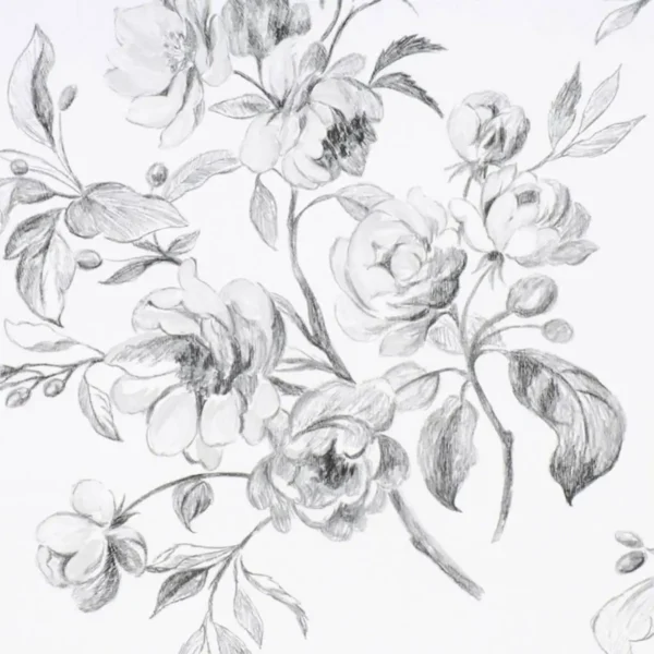 Watelet Wallpaper - Black and White by black-grey botanical wallpaper from designers guild