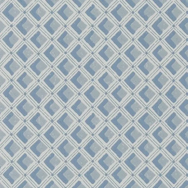 blue geometric wallpaper from designers guild