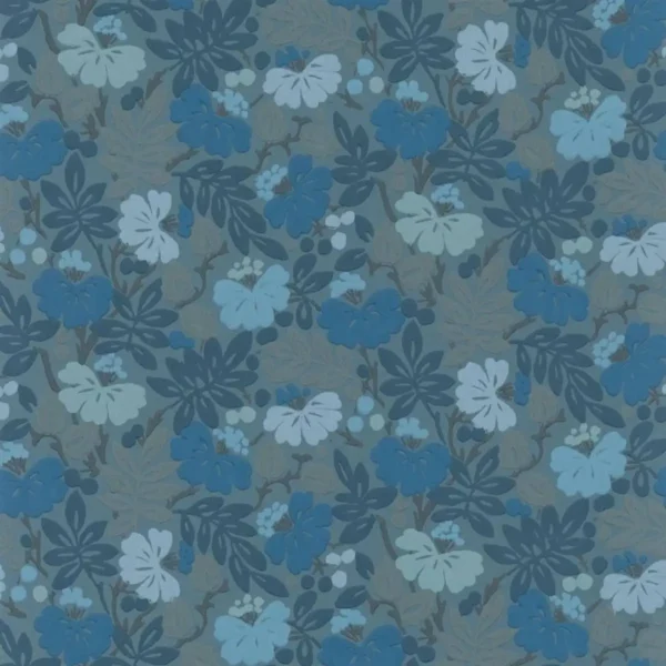 Carlisle Fauna Wallpaper - Woad by multicolour botanical wallpaper from designers guild