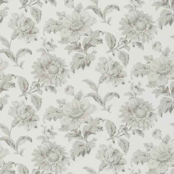 English Garden Floral Wallpaper - Birch by black-grey botanical wallpaper from designers guild