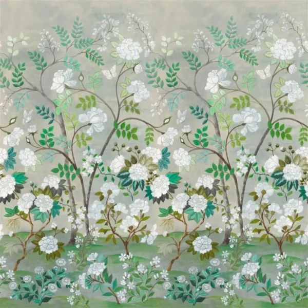 Fleur Orientale Wallpaper - Celadon by green botanical wallpaper from designers guild
